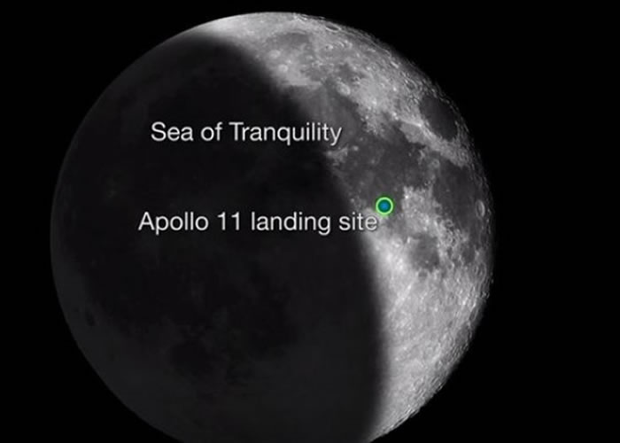 绿点为阿波罗11号登陆月球的位置