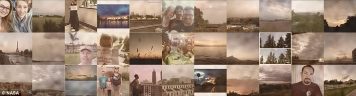 图为部分活动中被上传的照片。为了更好地配合冥王星的颜色和地形特征,其中有些照片还被软件重复使用了几次。