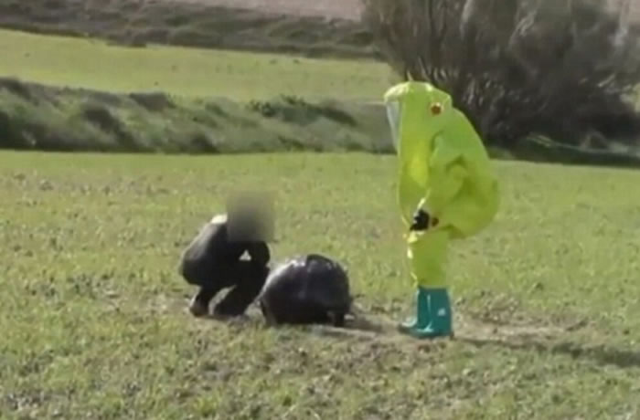 专业人员在对黑球进行检测