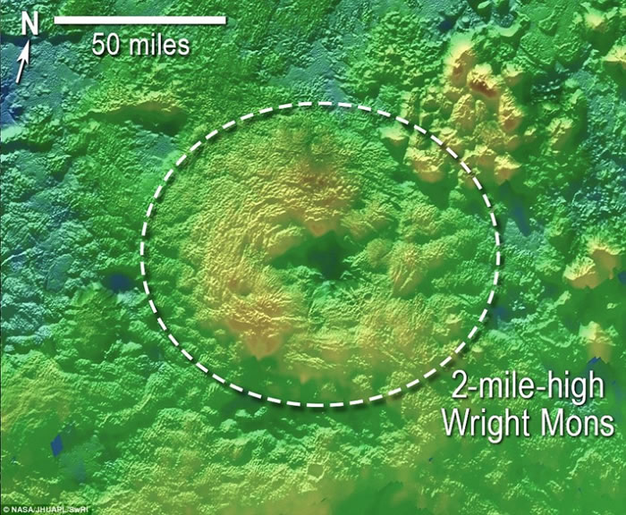 上图为赖特山,其高度可能在3到5千米之间。