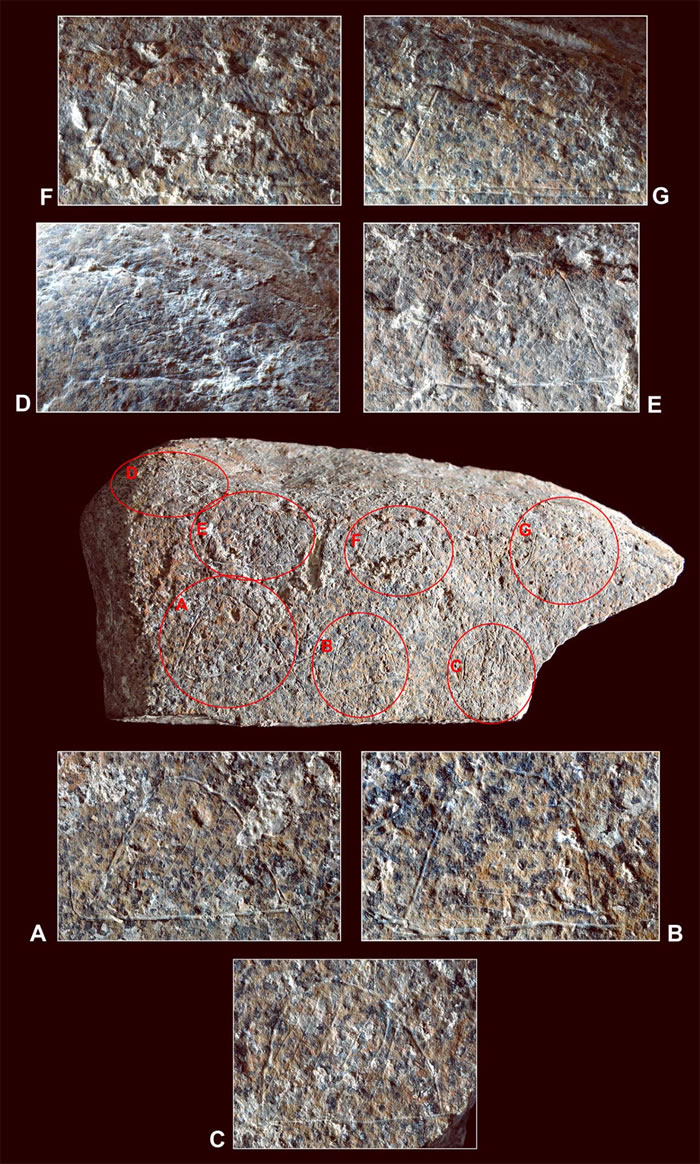 西班牙旧石器遗址出土刻有线条图案的石头,或是关于人类生活场景的最早原始艺术作品