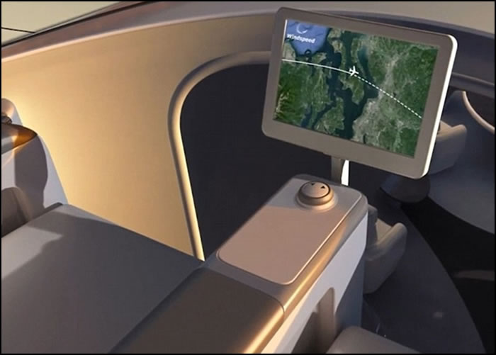 空中展望台内设有屏幕,令乘客可得知飞机的飞行路线及位置。