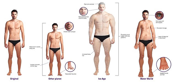 男子在不同环境下的变化。