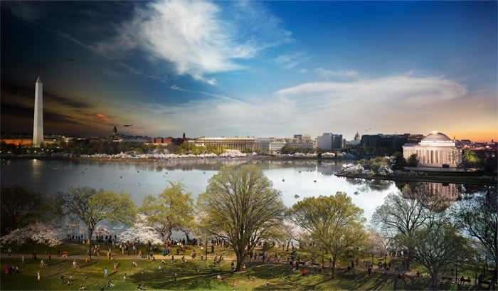 威尔克斯认为,造访华盛顿特区的游客中应该没人见过国家广场和纪念堂与纪念碑的这一景。他在停放于一个垒球场的起重机上,从离地15公尺的空中,用16个小时的时间拍摄了