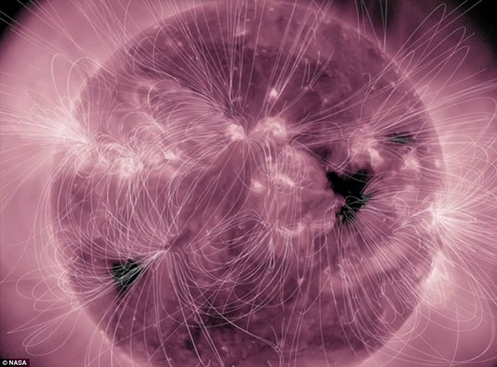美国国家航空航天局(NASA)发布太阳磁场高清照片