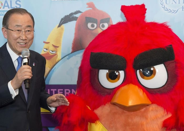 联合国秘书长潘基文委任“愤怒鸟”为联合国环保荣誉大使