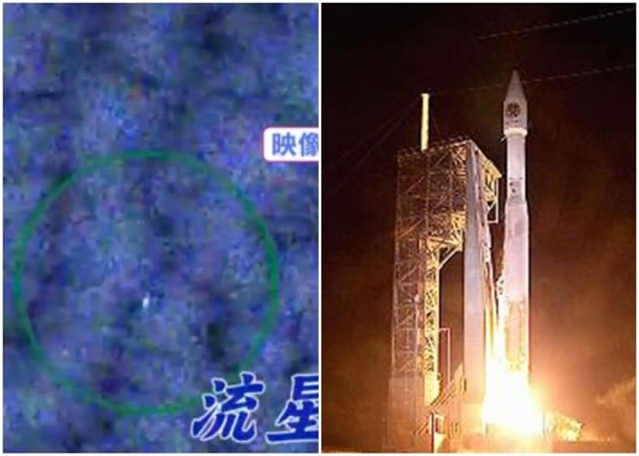 早前由火箭运载上太空(右图)的相机,成功拍摄到流星(左图)。