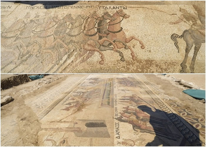 塞浦路斯出土的马赛克地板揭示古罗马战车赛场景。
