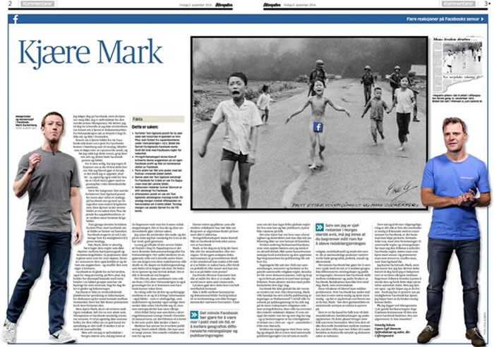 《挪威晚邮报》报导1972年越战残酷的照片。(图/翻摄自Tom Egeland脸书)