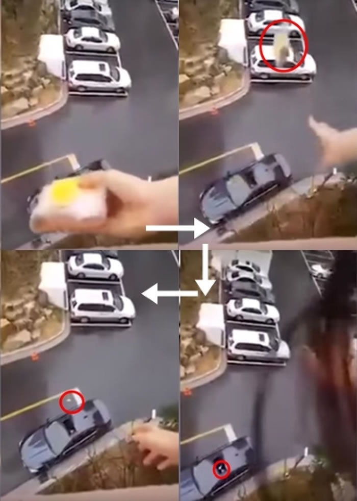韩国女子因丈夫出门忘记带三文治 情急之下从高层寓所把三明治投进地面丈夫汽车天窗