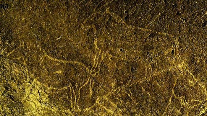 西班牙北部小镇雷凯蒂奥发现1.45万年前洞穴岩画