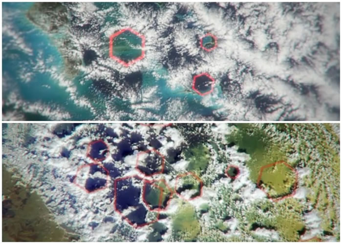 研究人员利用雷达卫星图片,发现该地区上空形成六边形怪云。