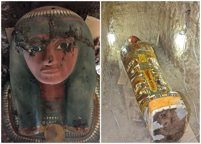 估计为埃及贵族的木乃伊,出土时完好无缺。
