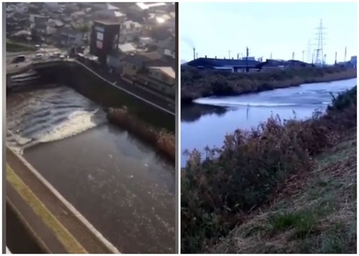 多地因海啸涌至而出现河川逆流。