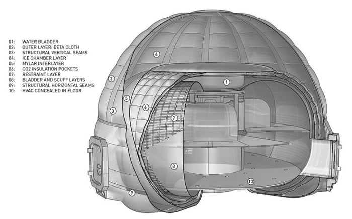 设计图显示冰屋内部的设施。