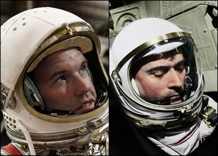 美国太空人库珀(左)及约翰?扬(右)。