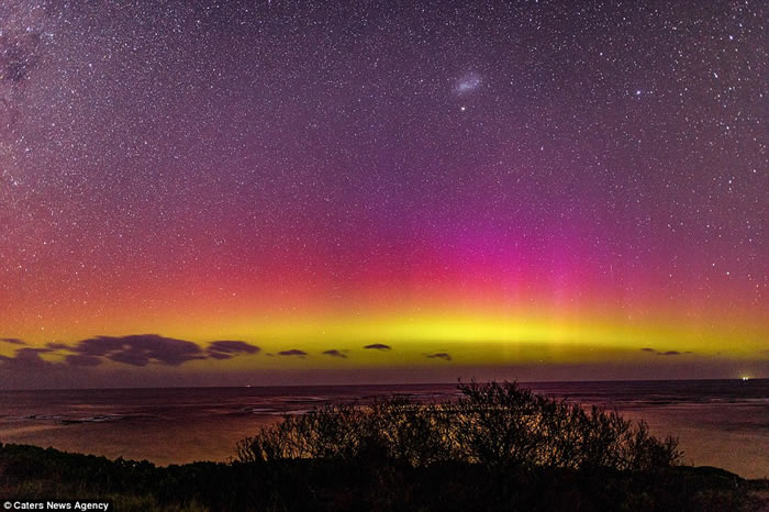 见过南极光吗?澳洲业余摄影师在墨尔本莫灵顿半岛的蘑菇礁附近拍得壮丽南极光