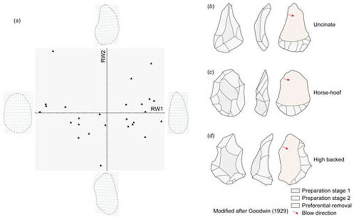 基于标志点的西维多利亚石核几何形态分析(李浩供图)