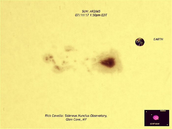 太阳表面出现比地球大19倍的巨大黑子“AR2665”