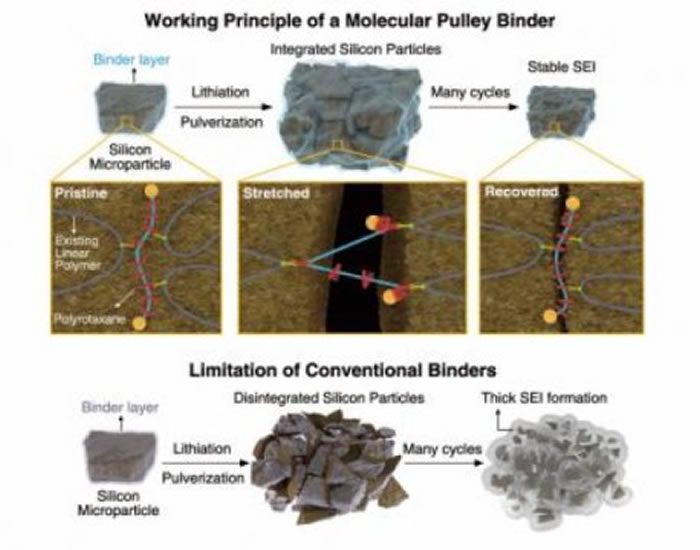 分子“滑轮”可帮助提高电池性能