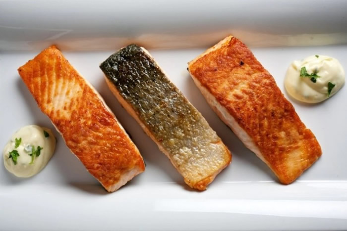 外表分不出这是转基因三文鱼或一般三文鱼。