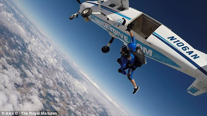 英国伦敦90岁老婆婆挑战高空跳伞