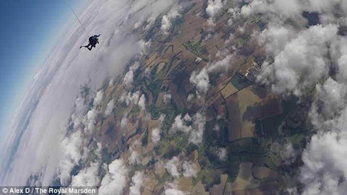 英国伦敦90岁老婆婆挑战高空跳伞