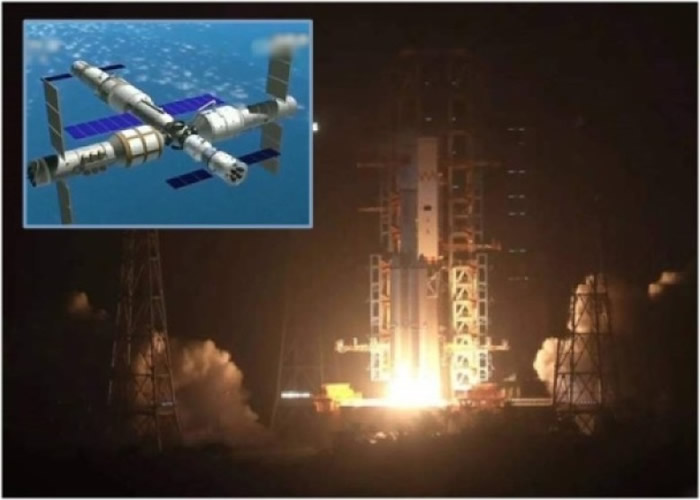 “天舟一号”早前顺利发射升空,现已圆满完成全部任务。小图为中国太空站模拟图。