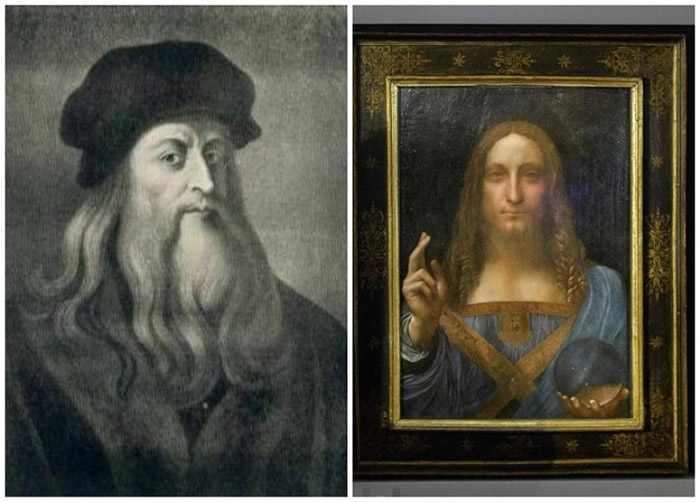 达芬奇(左图)的画作《救世主》(右图)竟出现物理学错误。