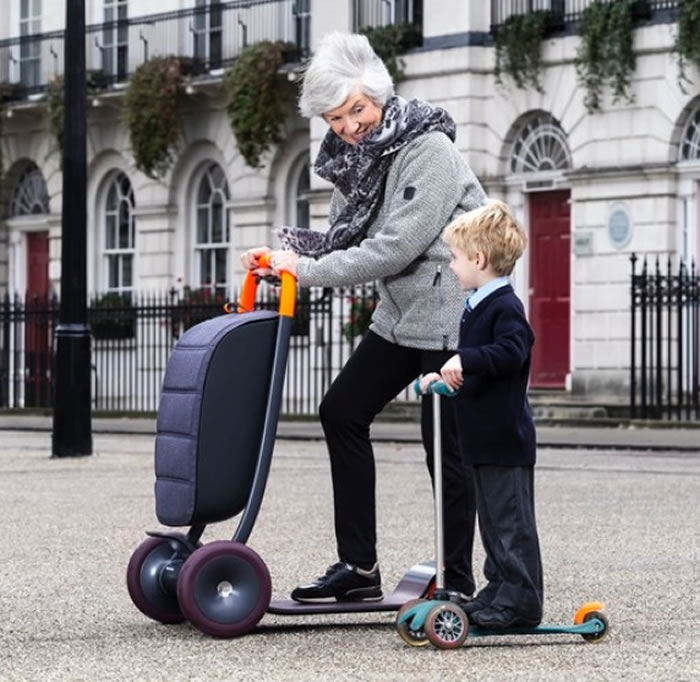 这老人专用滑板车的设计以安全稳妥、庄重大方为主。