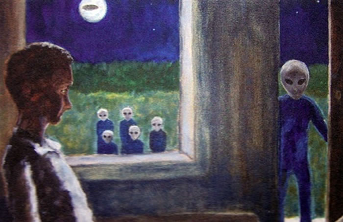 美国艺术家哈金斯(David Huggins)声称17岁时被女性外星人夺走第一次