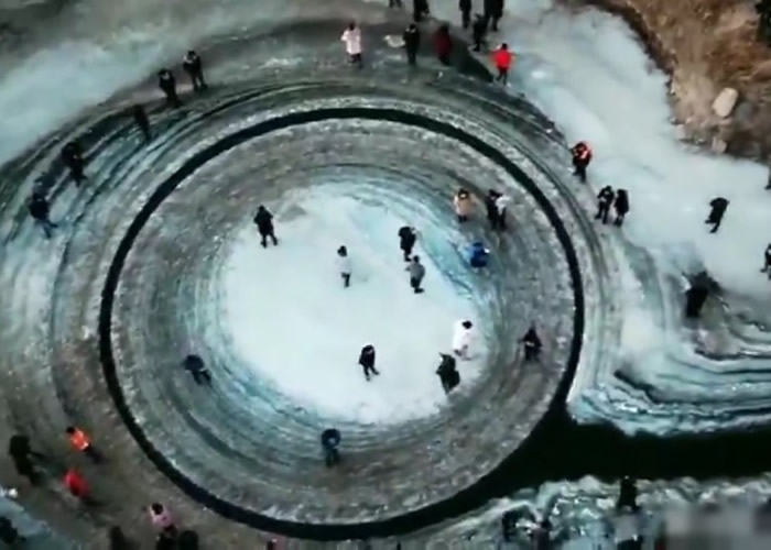 外星人飞碟降落的地方?辽宁省法库县辽河出现自转的“冰圈”