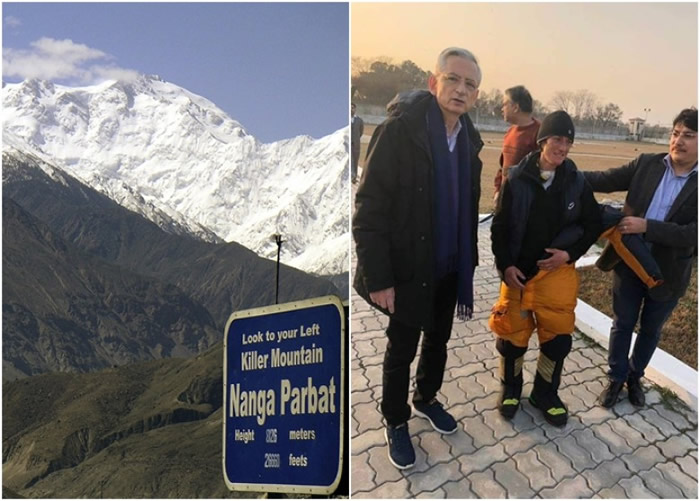 利沃尔(右图中)征服南伽峰(左图)时遇险,幸好最终获救。