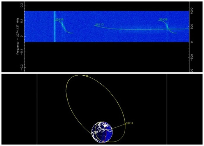蒂利在太空电波讯号数据图中发现卫星讯号。