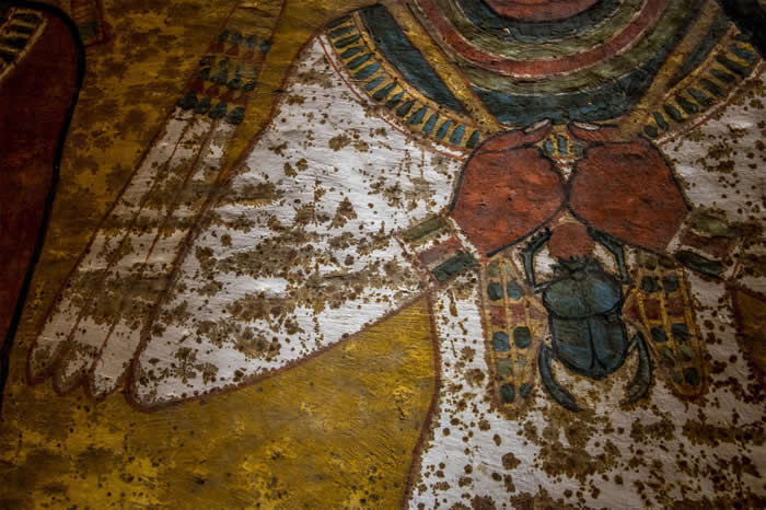 �ڱ�ǽ��һ�����飬�ϰ벿������ֱ��Ϳ���Ҵ��ϣ����°벿ȴ���л���Ĩ�ڻ����ϵ������ۼ��� PHOTOGRAPH BY KENNETH GARRETT, NATIO