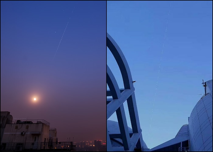 有不少天文发烧友表示,拍摄到天宫一号的轨迹。