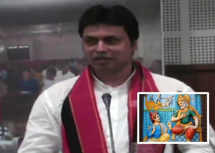 德布指古印度人早已发明互联网,并以史诗《摩诃婆罗多》的故事(小图)为例。