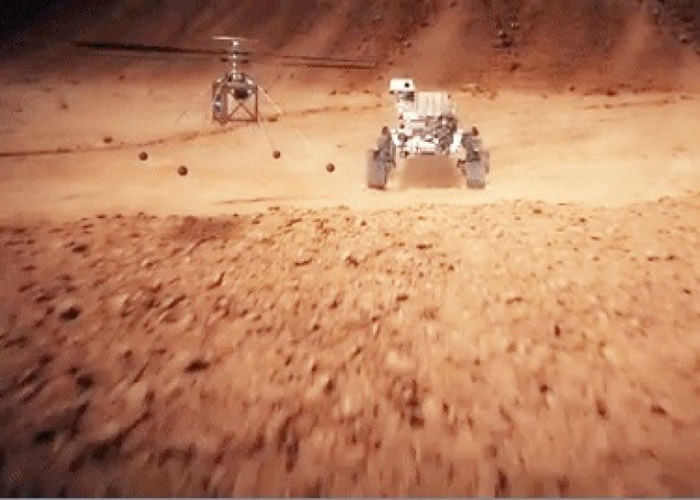 直升机届时将附在“火星2020号”探测车上结伴升空。