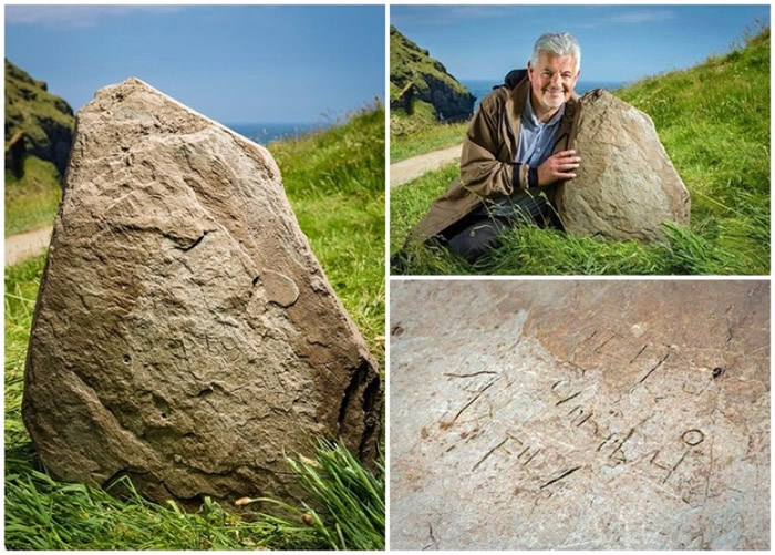 考古学家指该块石窗台上的涂鸦,或可证明曾真的有过亚瑟王时代。