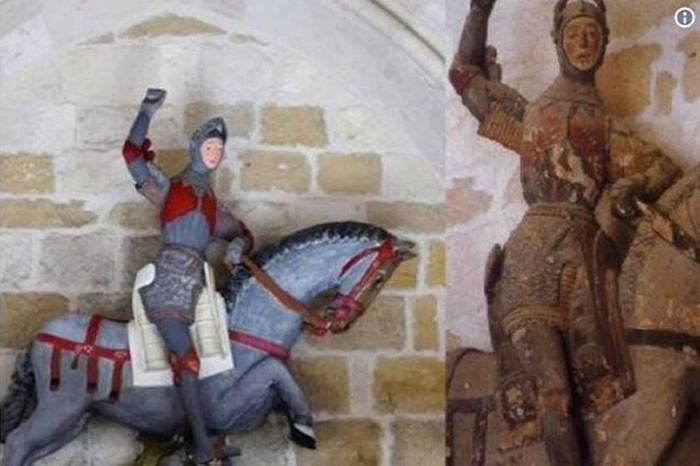 经修复的古老木雕,看起来就像「旋转木马人物」。