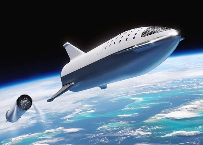 大型猎鹰火箭把旅客送往月球。图为构想图。