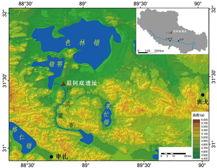 尼阿木底旧石器地点位置。来源:《人类学学报》