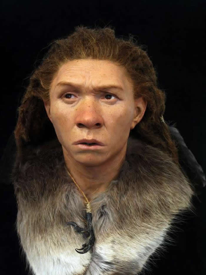 尼安德塔女子(NEANDERTHAL WOMAN)。 虽然这名尼安德塔女性的遗骸来自欧洲别处,但是在最近一次冰河期间,今日欧洲大陆与不列颠群岛之间的移动相较容易