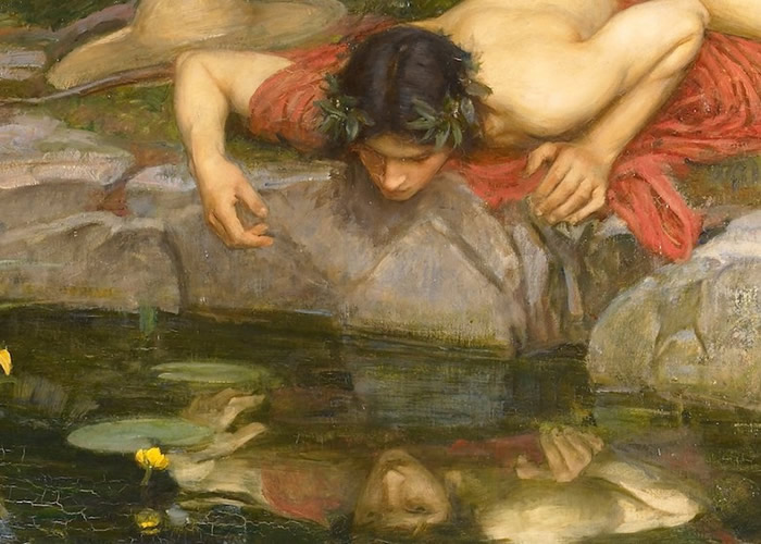 传说中,纳西瑟斯爱上自己的倒影。