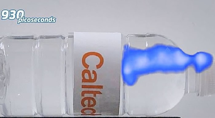 美加研究人员用全球最快的相机拍下光线穿越水瓶的情况