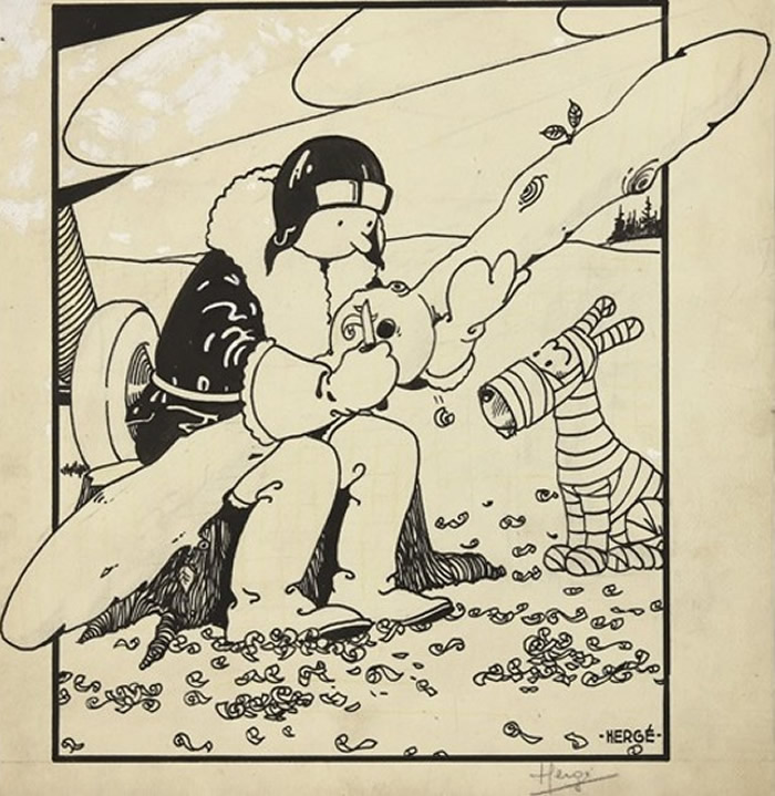 比利时漫画家Georges Remi经典漫画《丁丁历险记》初版封面插画拍卖 成交价达112万美元
