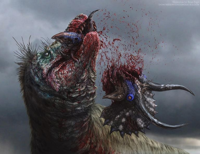 ��ͼ���һֻ������˺����� ILLUSTRATION BY BRIAN ENGH, WWW.DONTMESSWITHDINOSAURS.COM