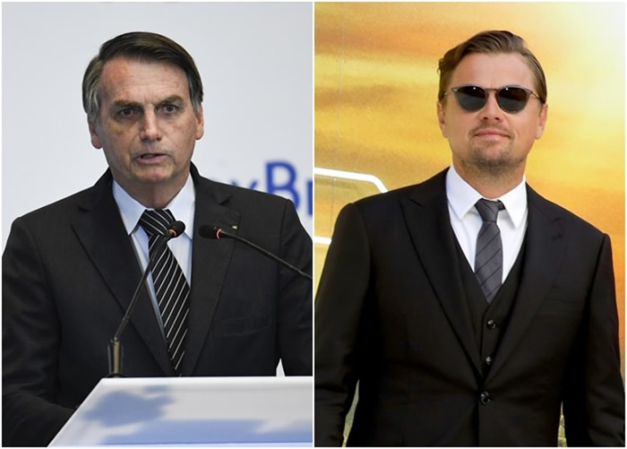 博尔索纳罗(左图)指控里奥勒度狄卡比奥(右图)出钱放火烧亚马逊。