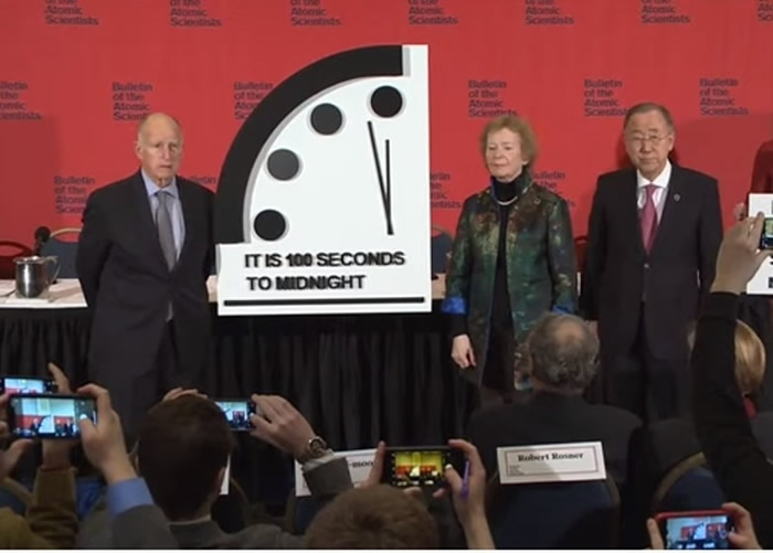 美国《原子科学家公报》组织(BAS)将“末日钟”拨快20秒 朝鲜核威胁为因素之一