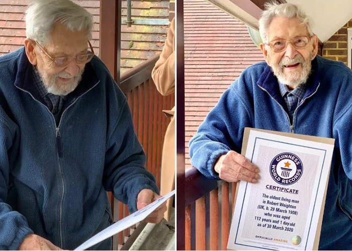 吉尼斯世界纪录大全世界最年长男性英国老翁卫清荣(Bob Weighton)辞世 享年112岁